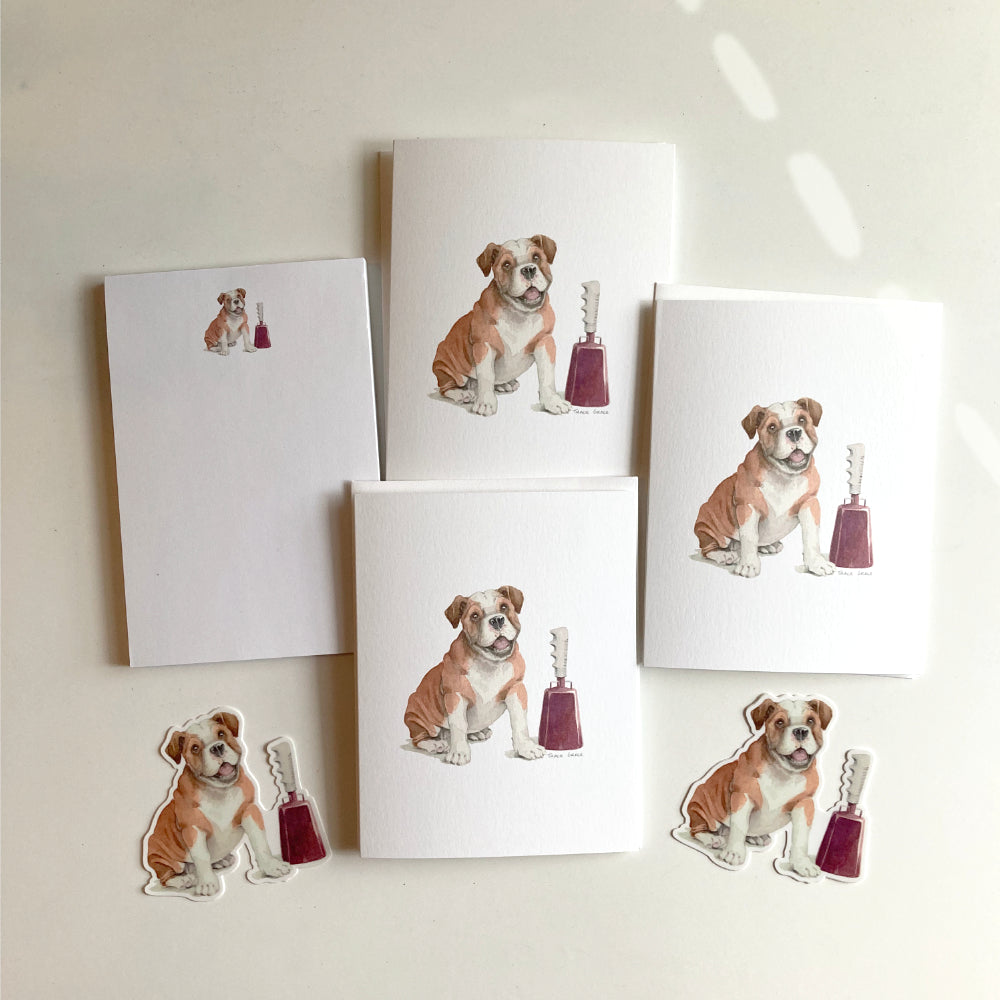 Sweet Notes Stationary Set - Bulldog and Cowbell