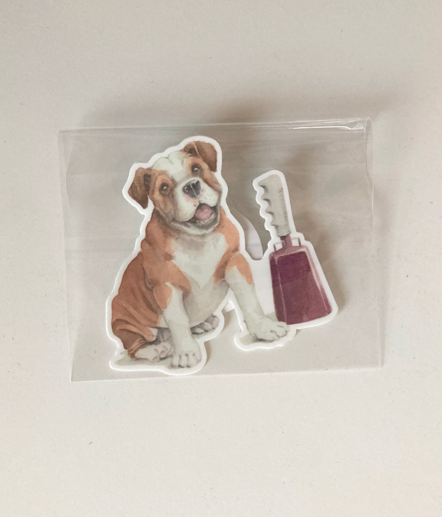 Bulldog and Cowbell Sticker