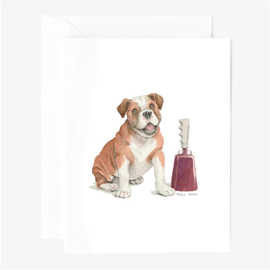 Bulldog and Cowbell Greeting Card